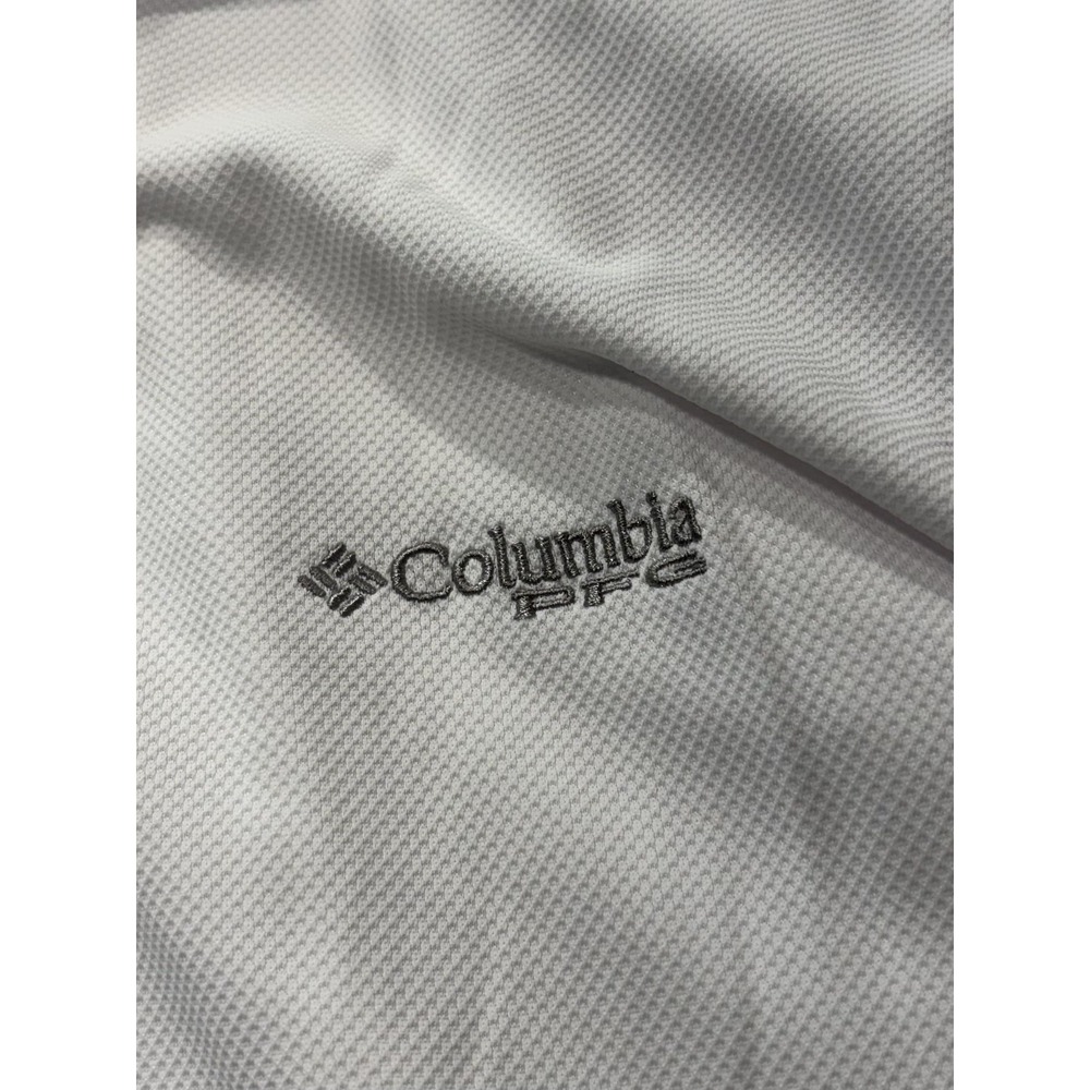 Columbia PFG Omni-Shade Polo Shirt Mens Medium White Fishing UV Protection - Picture 4 of 13